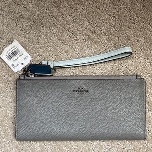 Coach grey leather wallet/wristlet